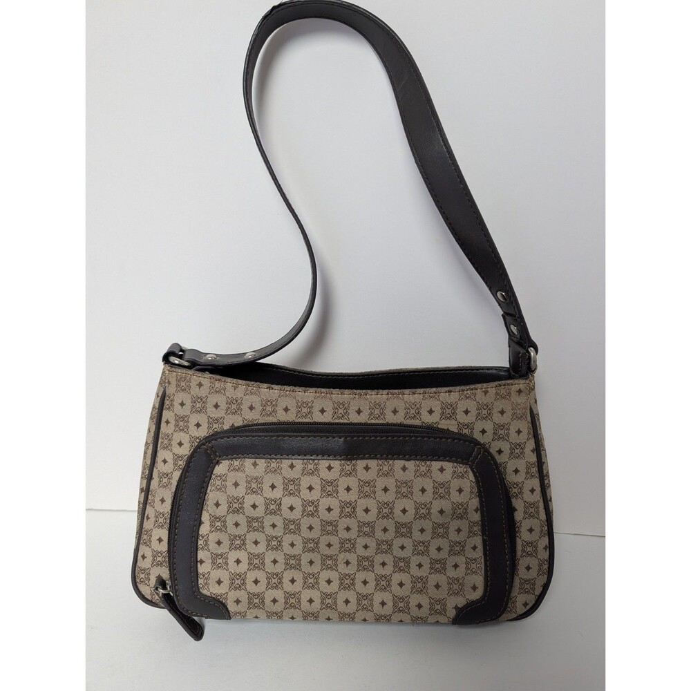 VTG Y2K Liz Claiborne Villager Monogram Shoulder Bag Baguette Tan Brown Purse - Picture 3 of 15